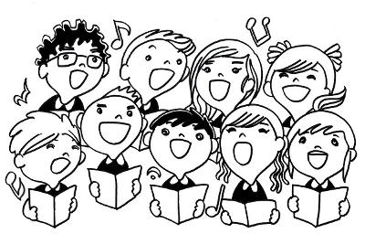 Cartoon image of children singing