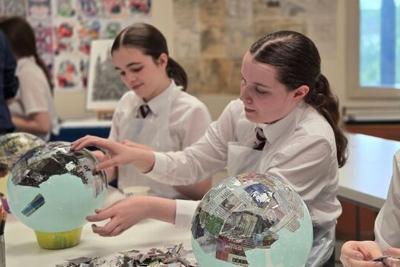 Emmanuel College students work with Gateshead Central Library Arts & Heritage team's Cultural Apprentice.